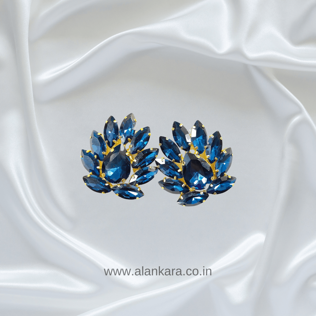 Navy blue Earrings - Glass studs | Alankara