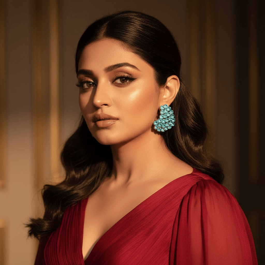 Blue heart stone studs Earrings.