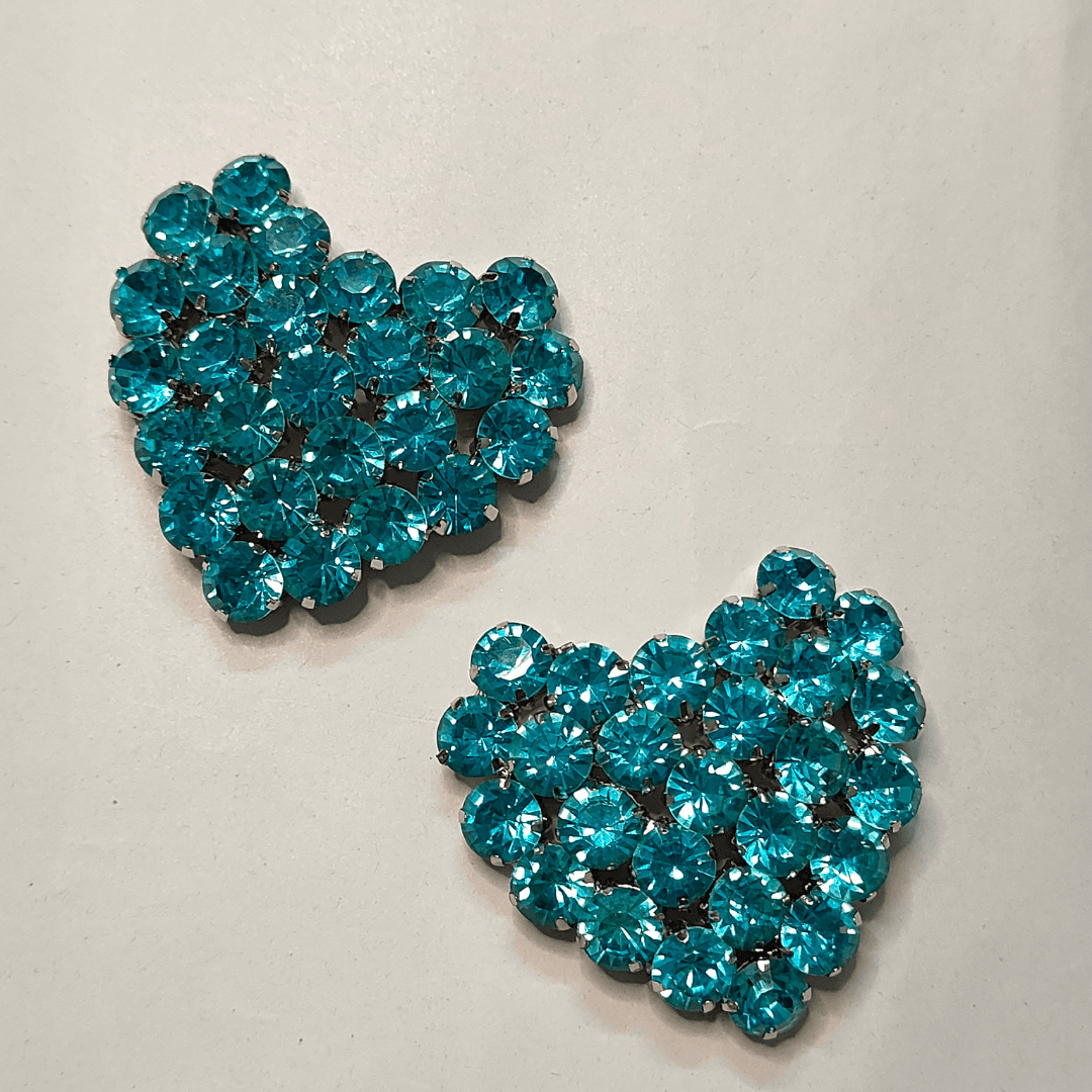Blue heart stone studs earrings - Stylish western earrings | Alankara