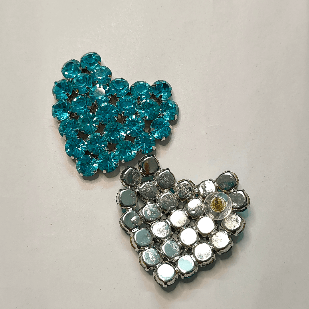Blue heart stone studs Earrings.