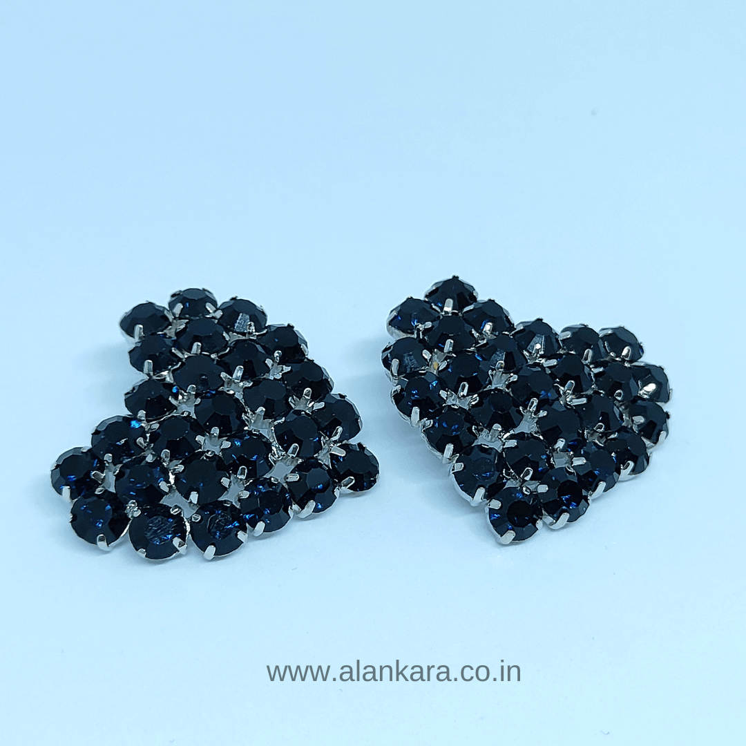 Black Earrings for Women - Glass Studs | Alankara