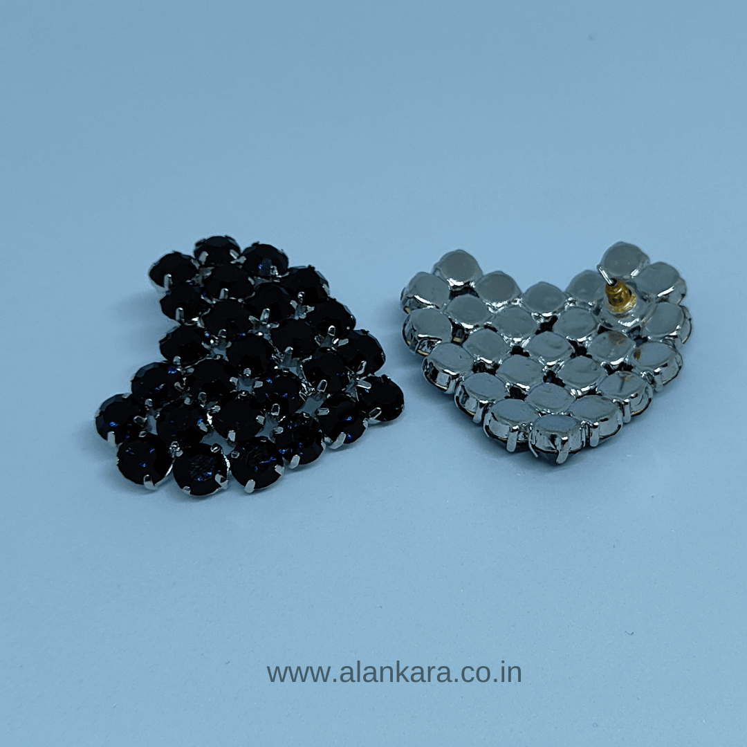 Black Heart stone stud Earrings