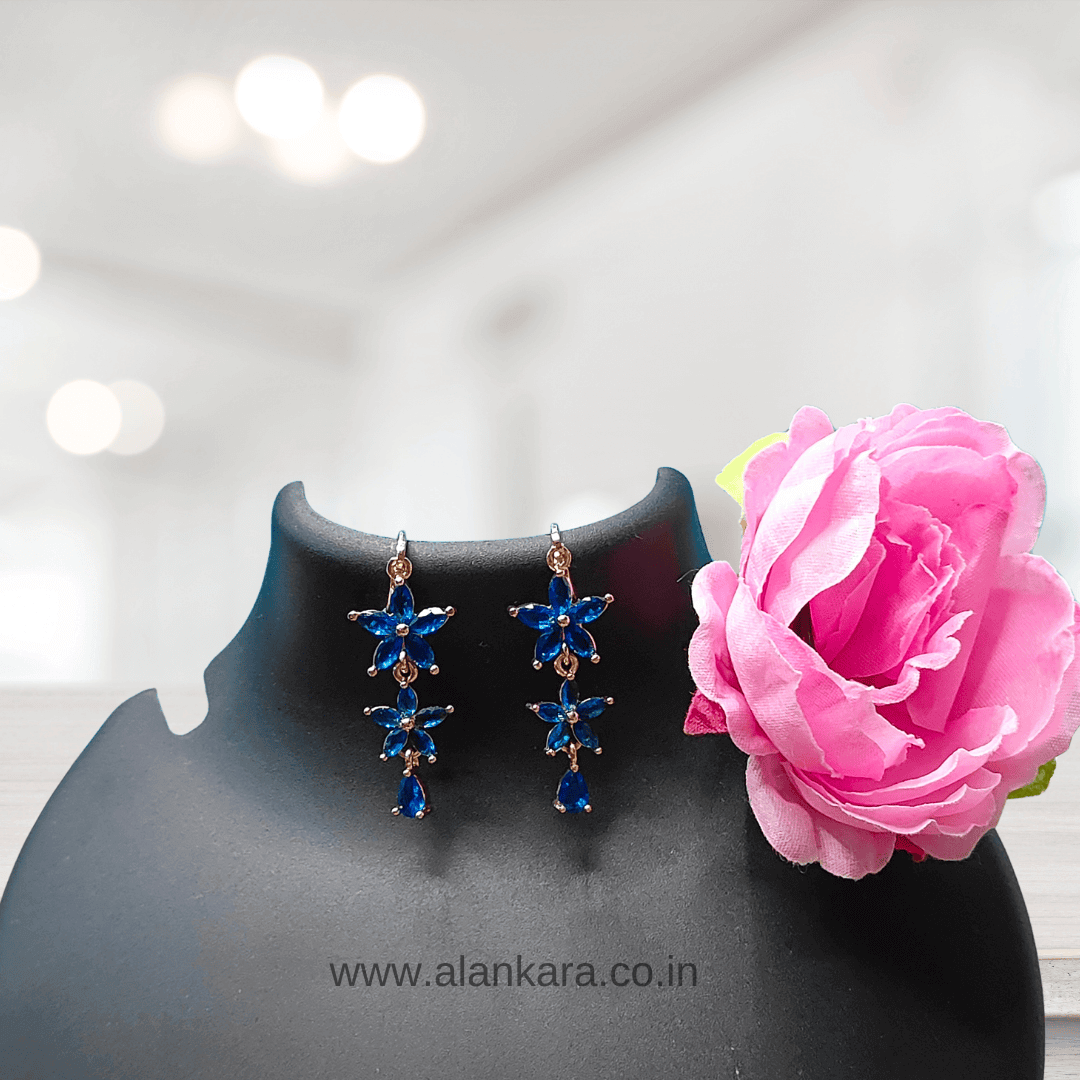 Blue flower dangler earrings