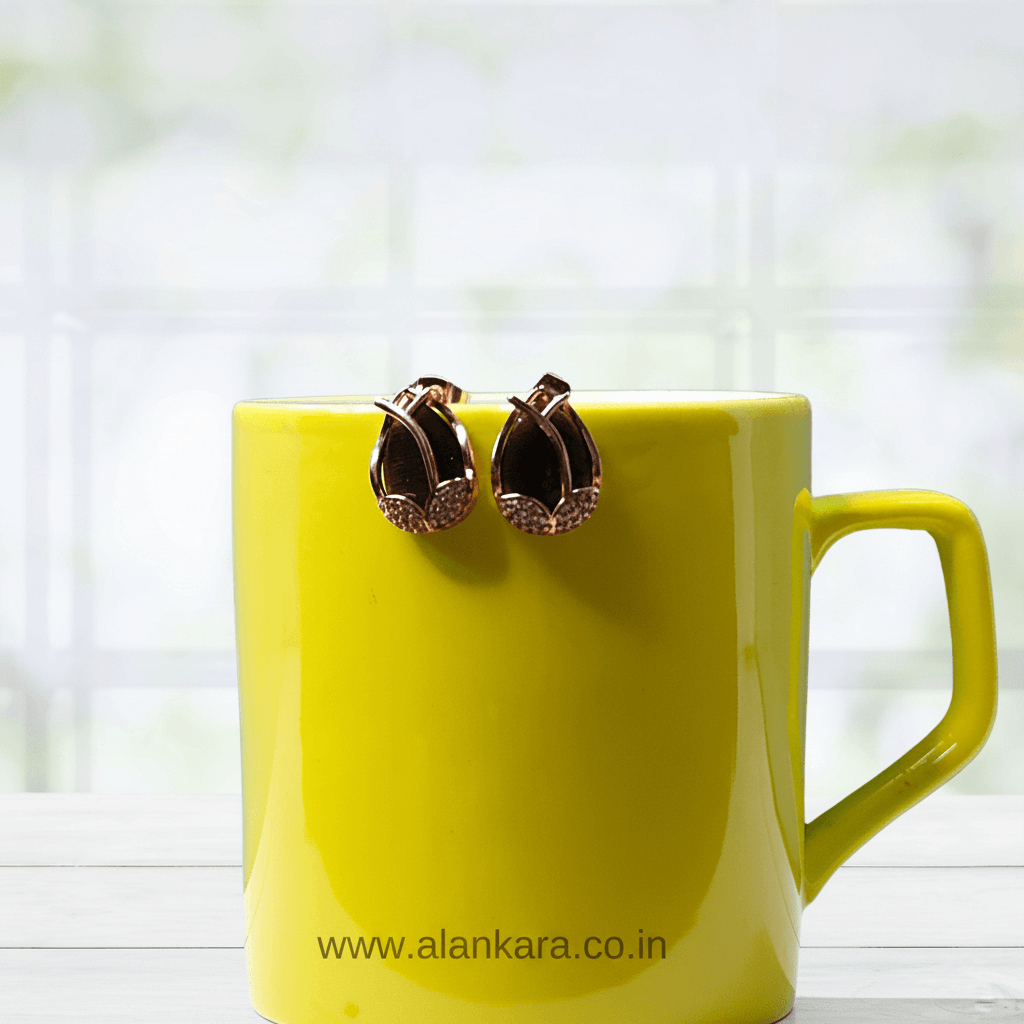 Black leaf studs - Stylish western earrings | Alankara