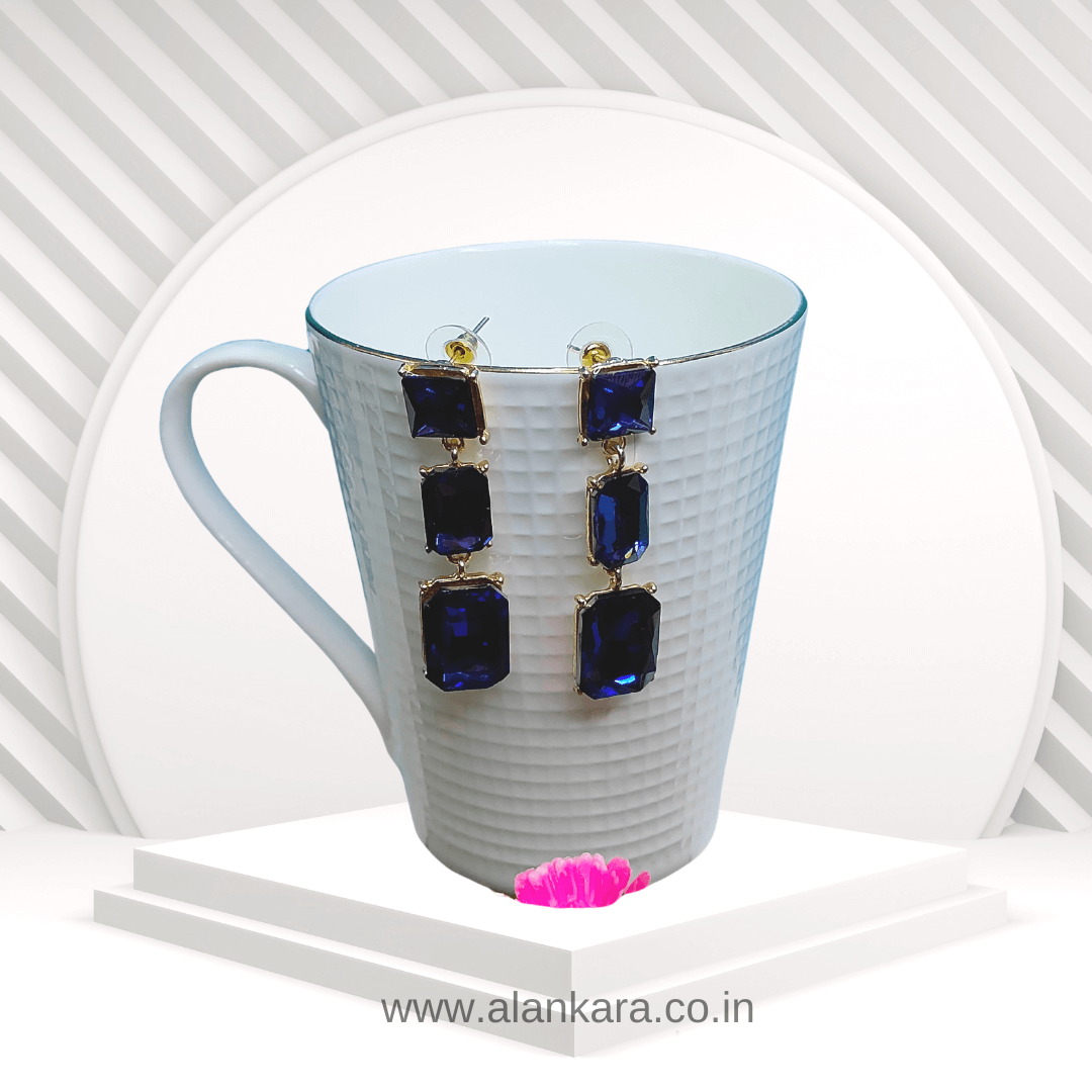 Navy blue Earrings long danglers - Stone Earrings for Women | Alankara