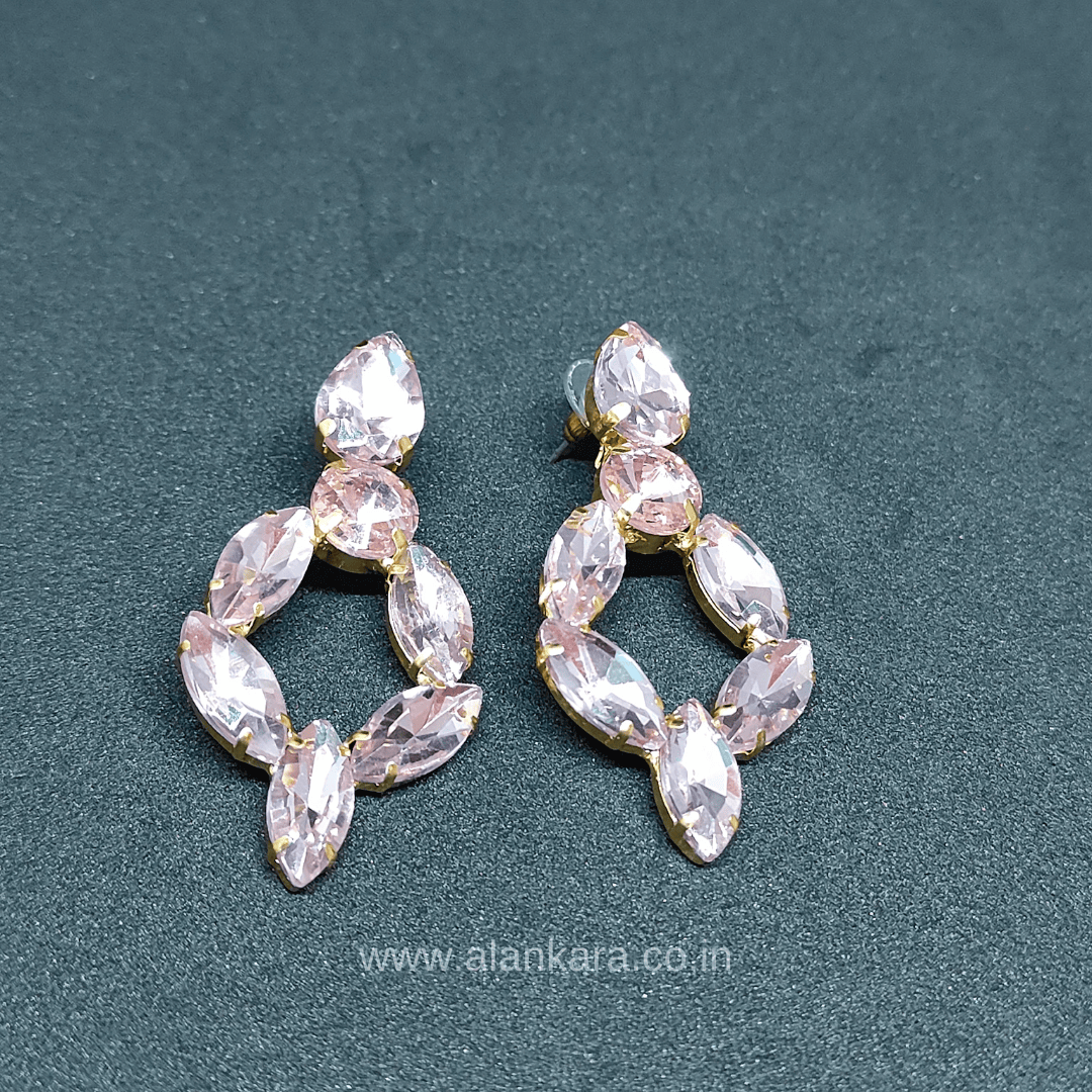 Light Pink earrings - stone earrings for women Partywear | Alankara