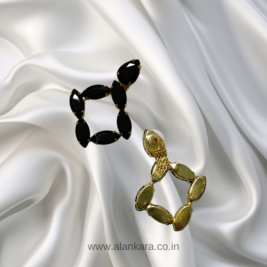 Black square Hoop Earrings