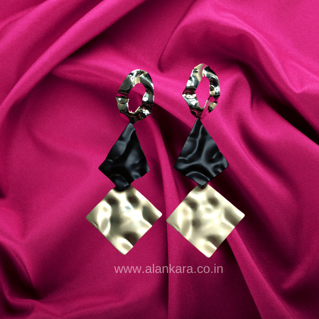 Golden chimes trisq danglers - Stainless steel western earrings | Alankara