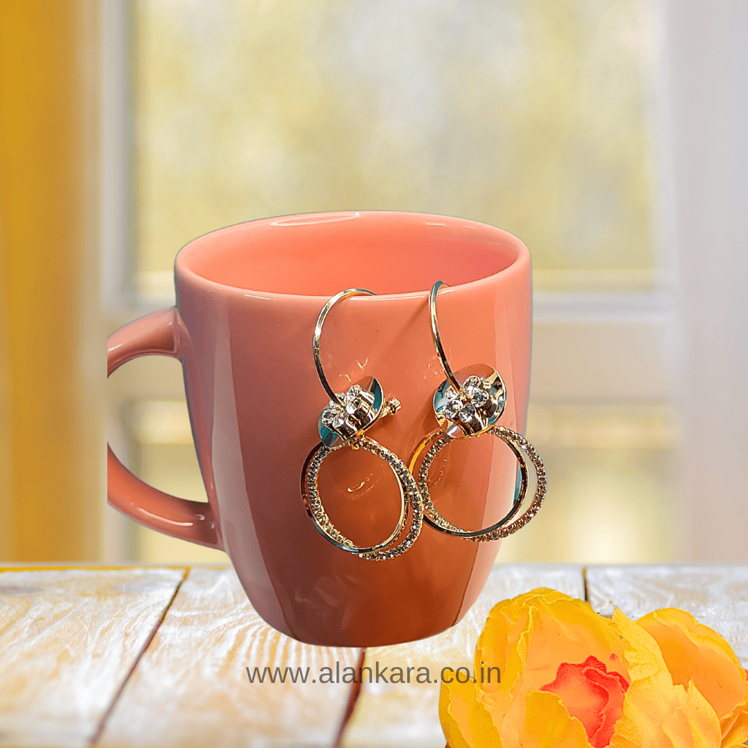 Golden colour earrings floral hoops - Women's western earrings | ALANKARA