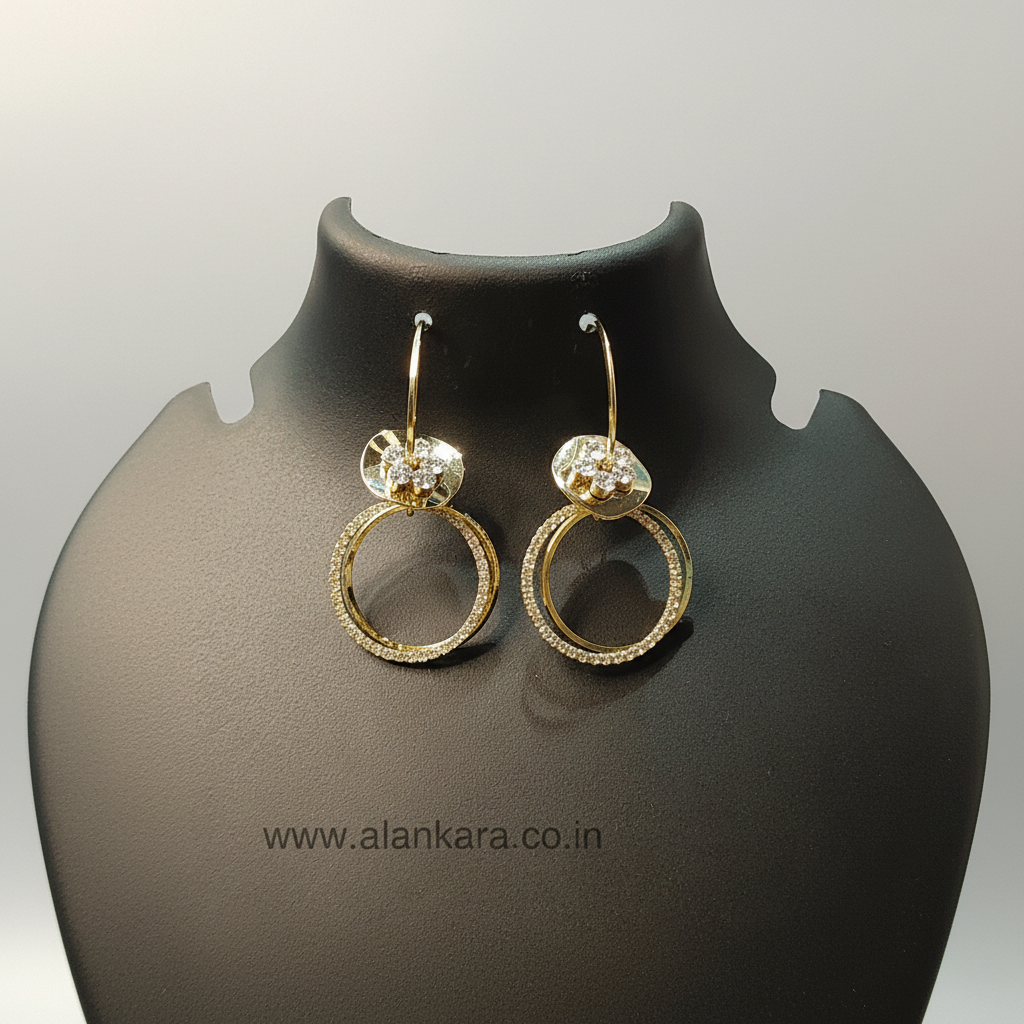Golden floral hoop earrings