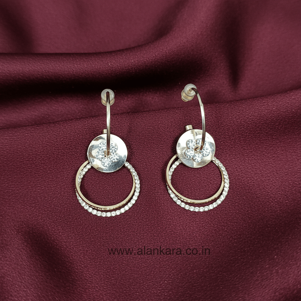 Golden Floral hoops - Stainless steel western earrings | Alankara