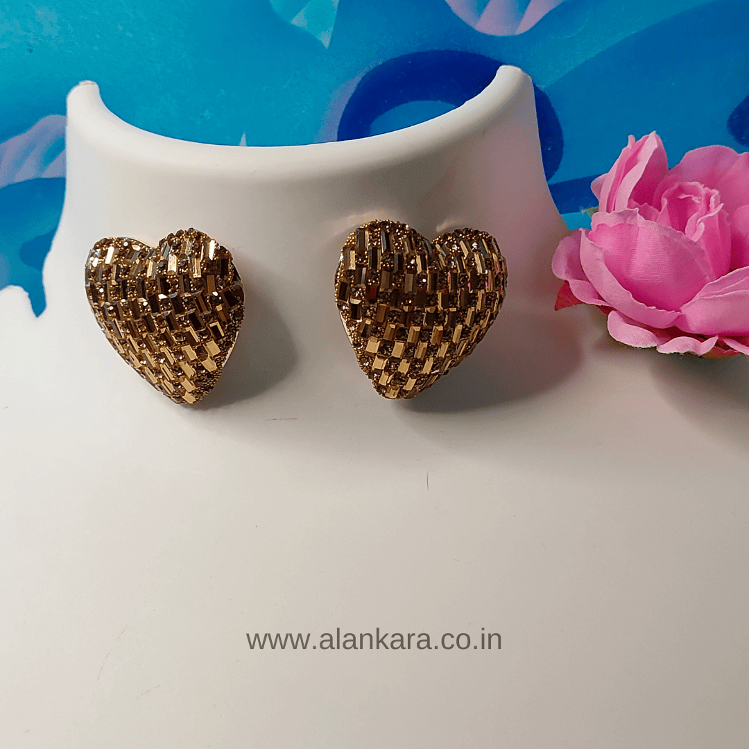 Golden heart sparkle stud Earrings