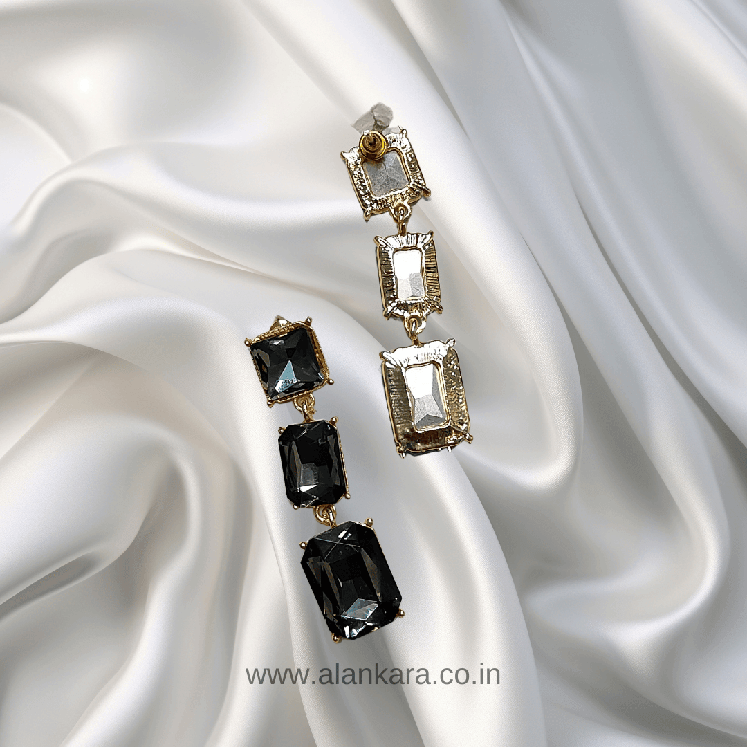 Grey Earrings long danglers - stone earrings for women