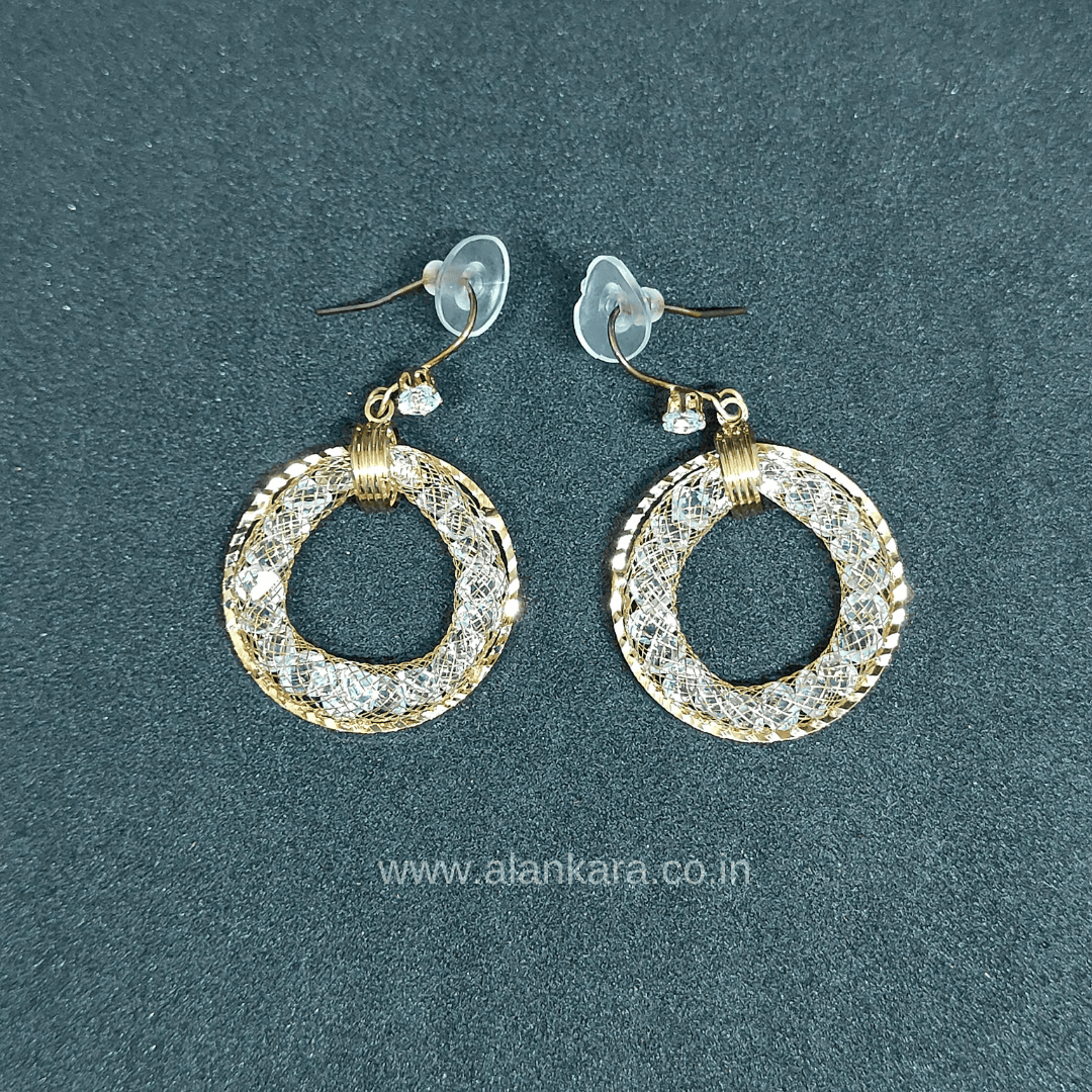 Golden net hoops - Stainless steel Western earrings