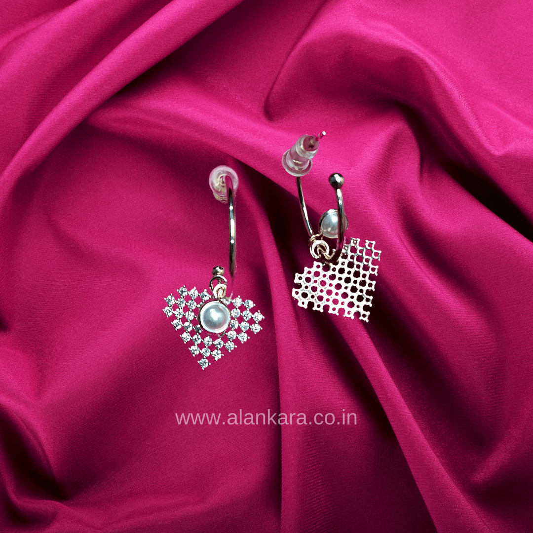 Golden pearl heart hoops - Stainless steel western earrings