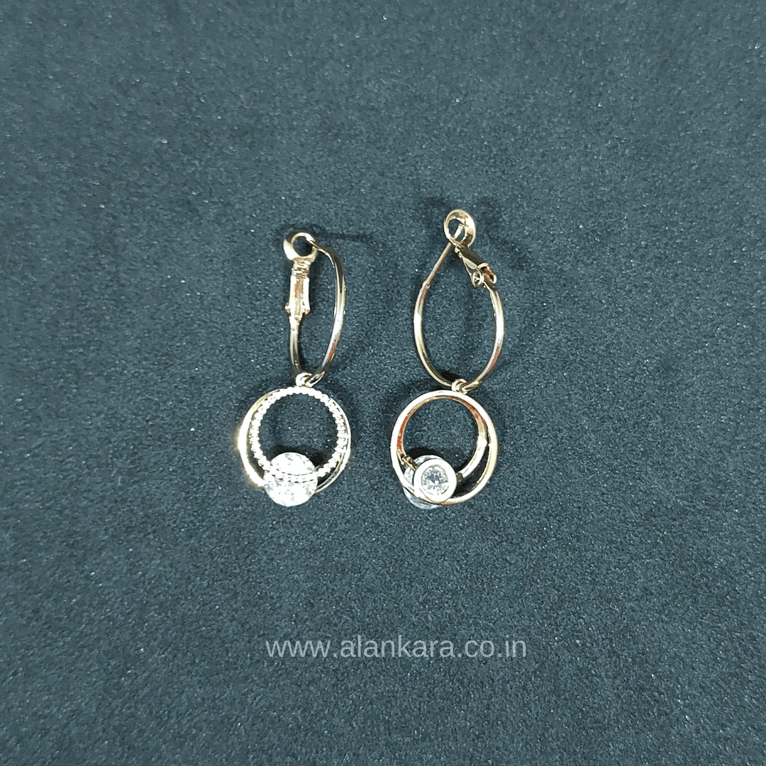 Golden Rhinestone hoops - Earrings for kurti, sarees & western wear