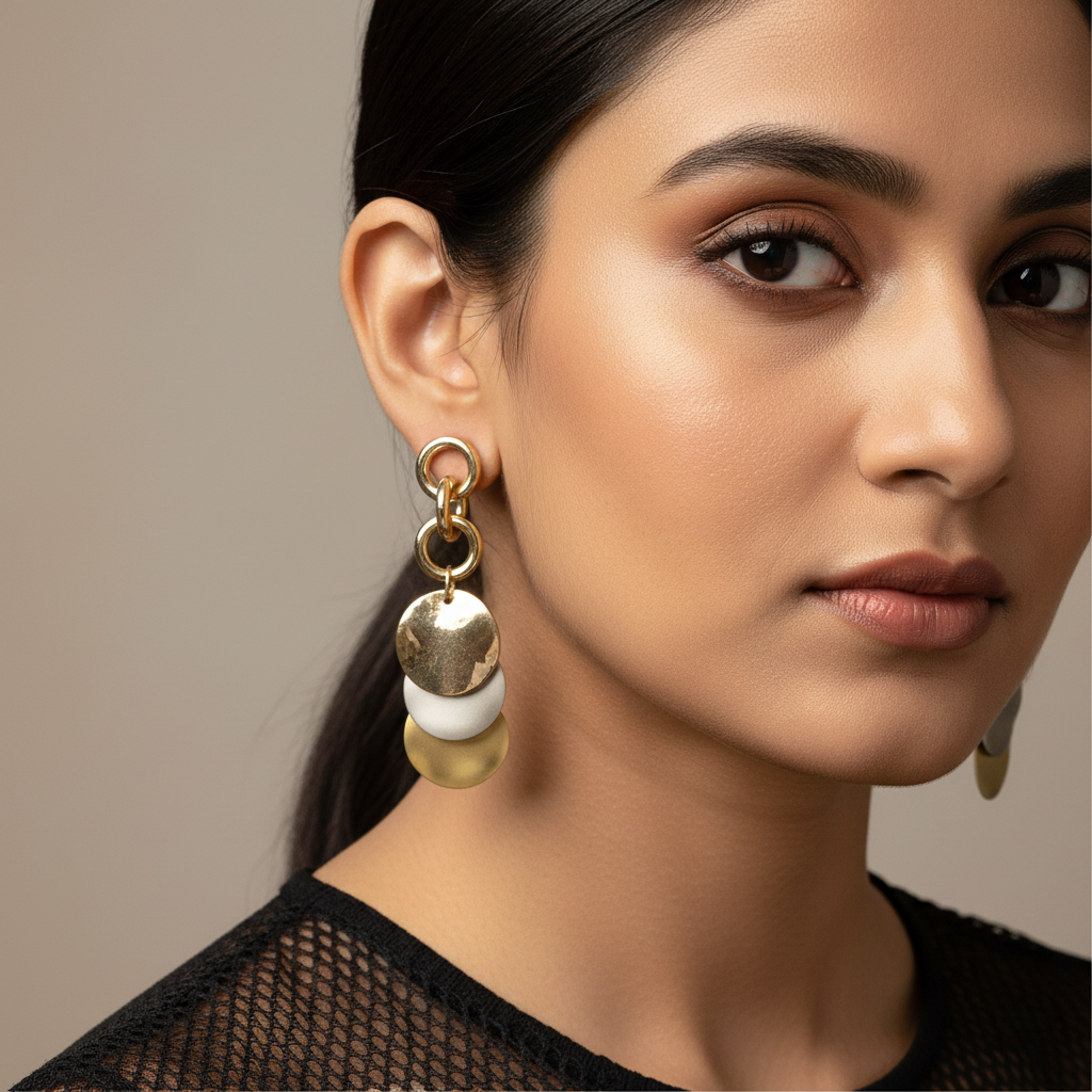Gold Rosegold Silver dangler Earrings