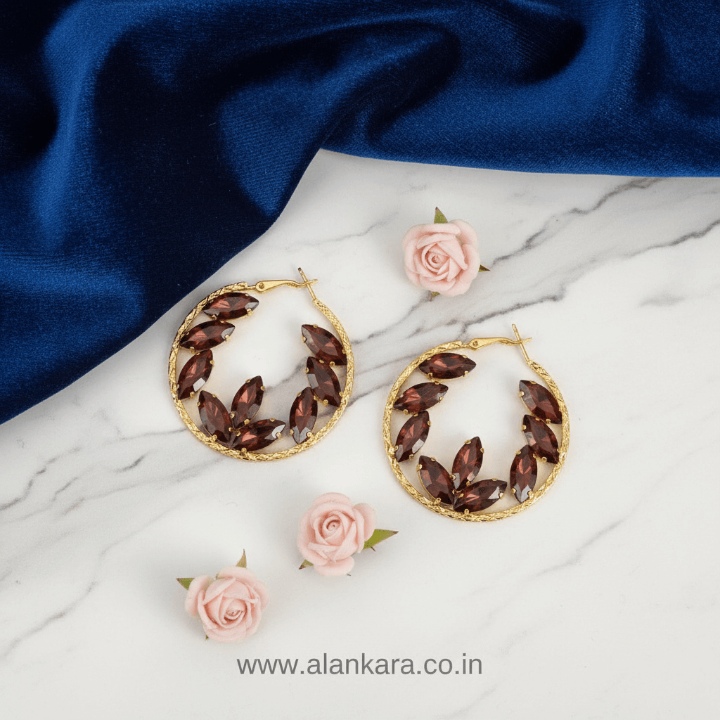 Wine stone Earrings - women Korean earrings.