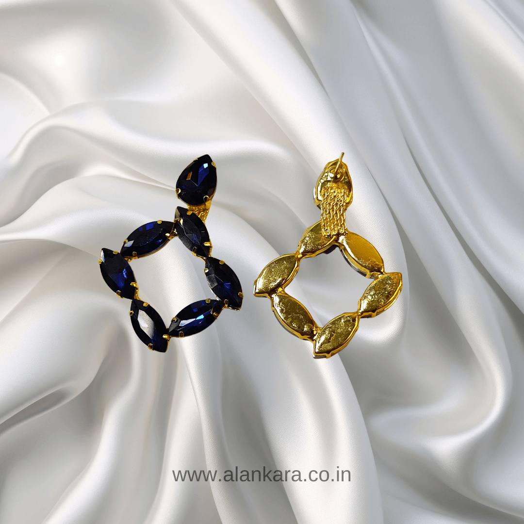 Midnight blue square hoops Earrings