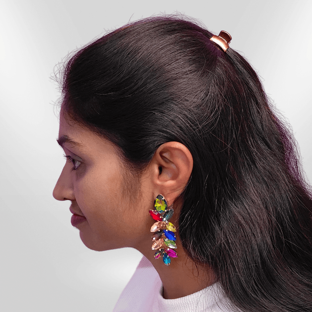 Multicolor Earrings Partywear - Stone earrings for women | Alankara