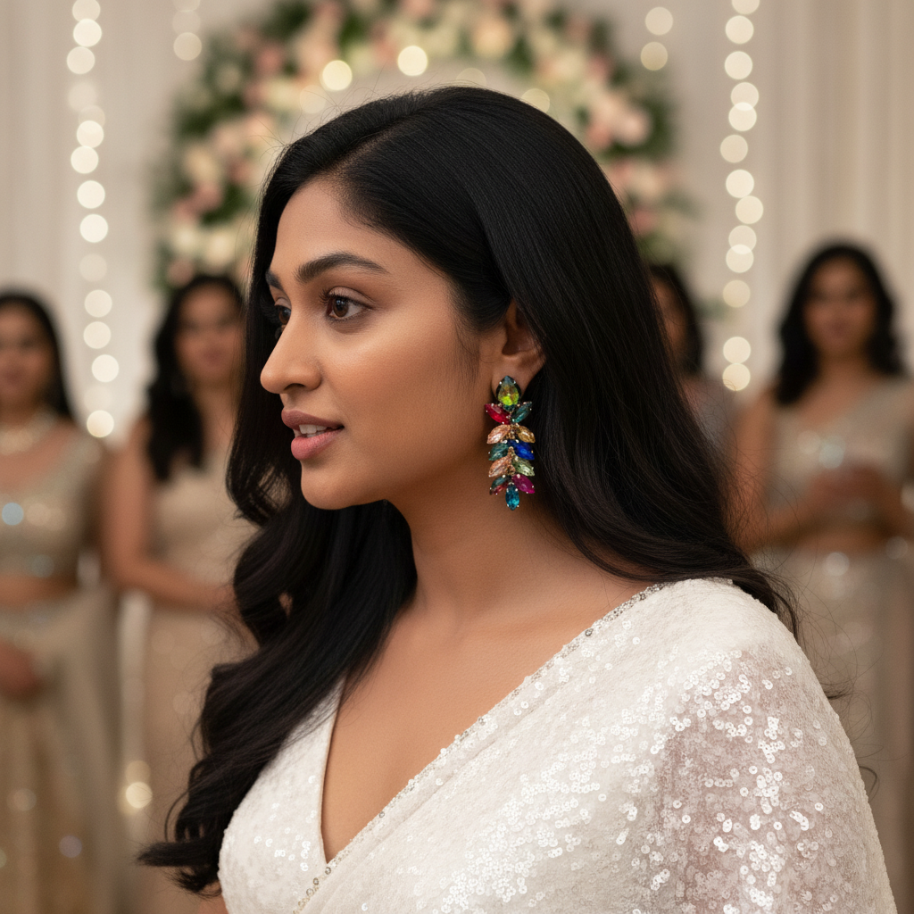 Multicolor Earrings Partywear - Stone earrings for women | Alankara