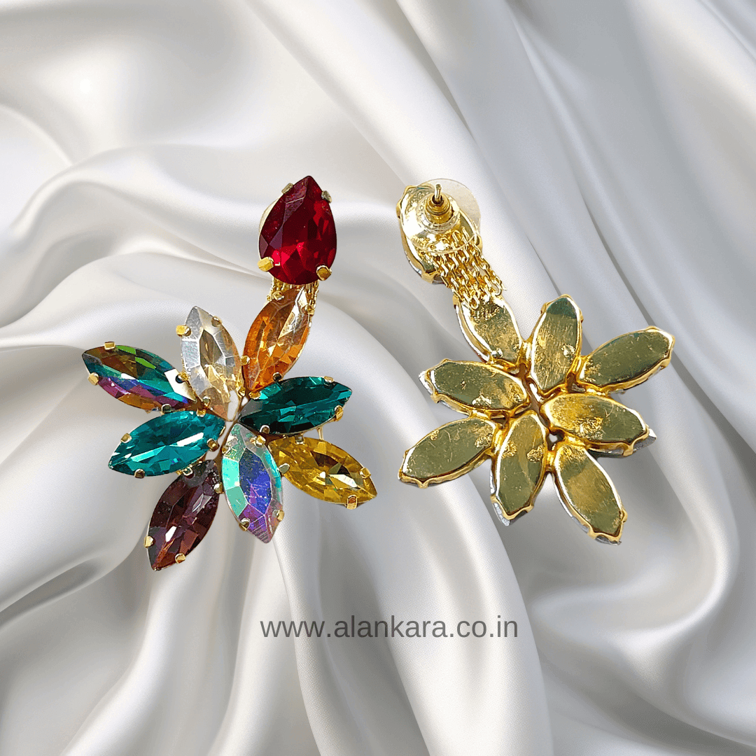 Multicolor floral square dangler Earrings