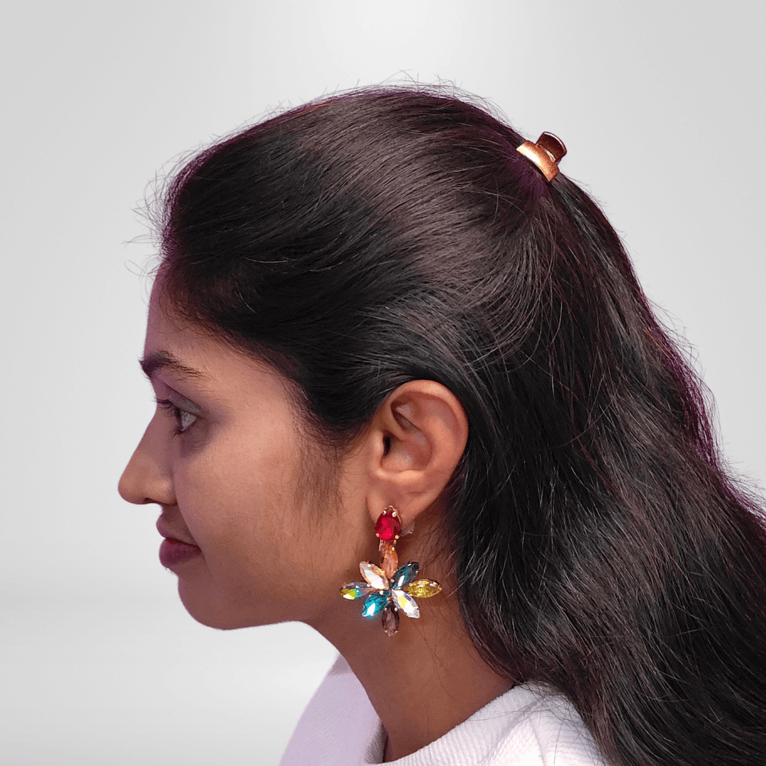 Multicolor Earrings Partywear - Korean glass stone | Alankara