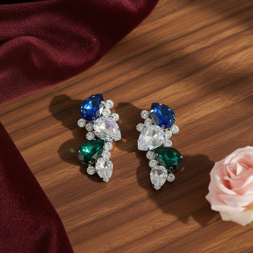 Multicolor Earrings petals stone - glass studs | Alankara