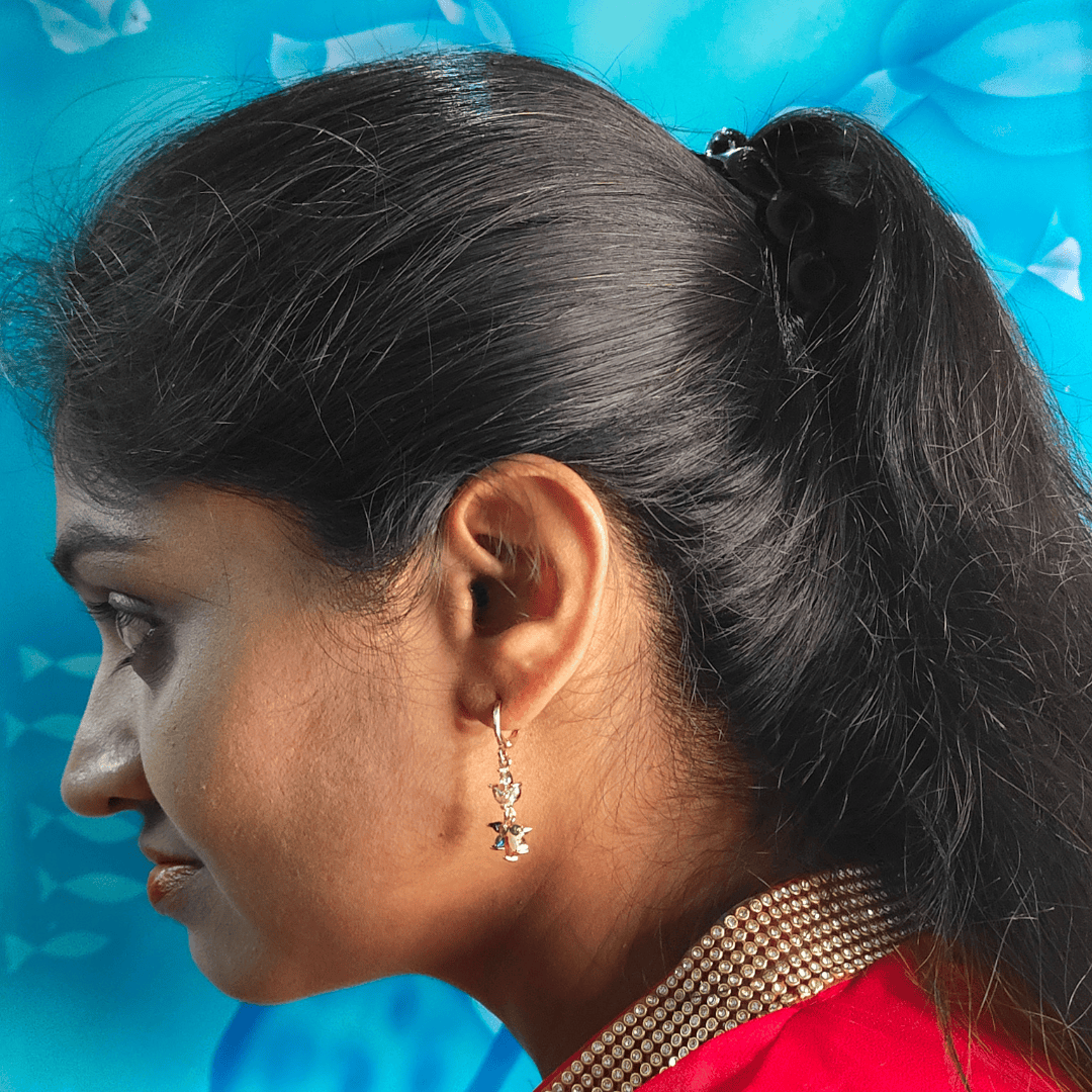 Multicolor lotus danglers - Stylish western earrings