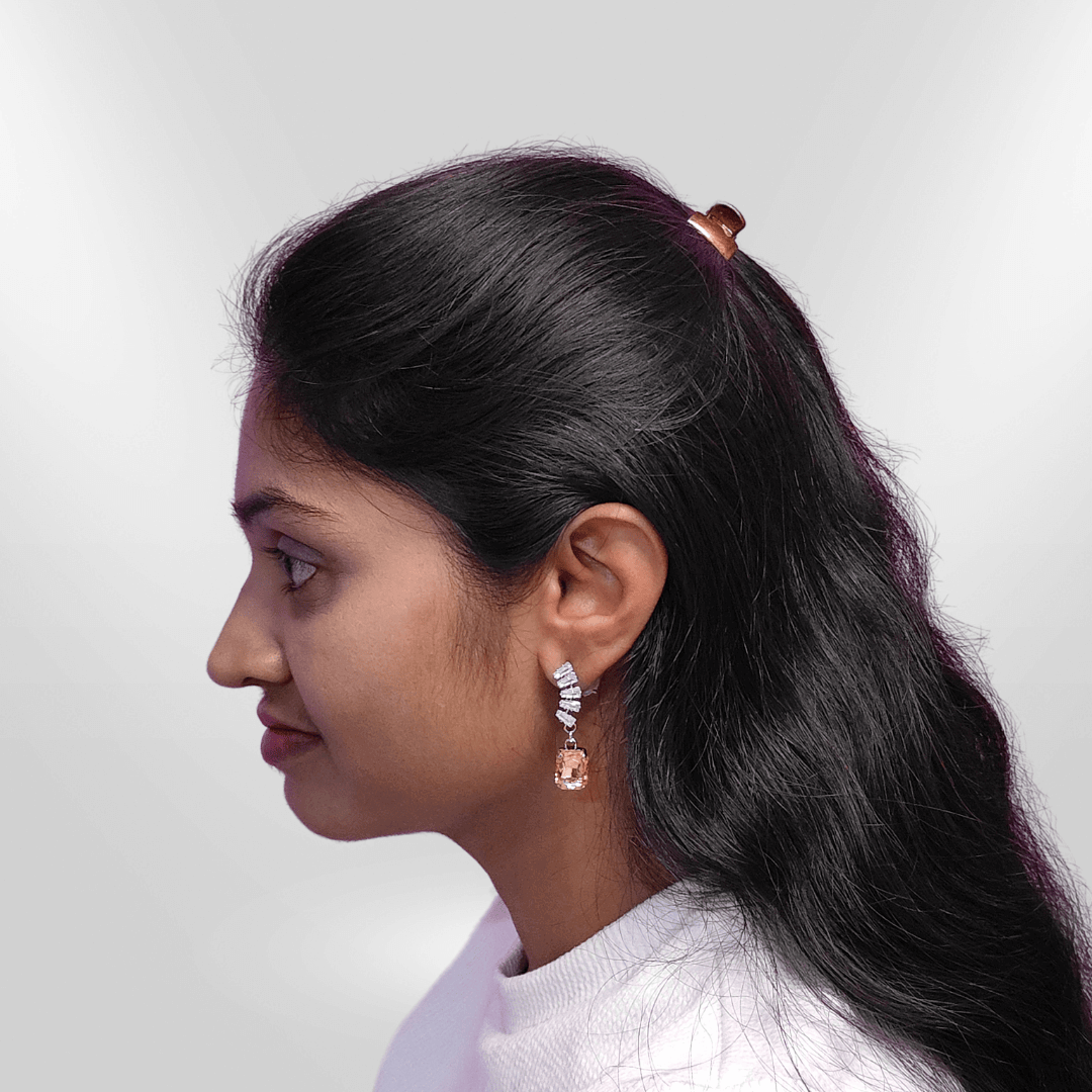 Glass Studs - Peach colour Partywear Earrings