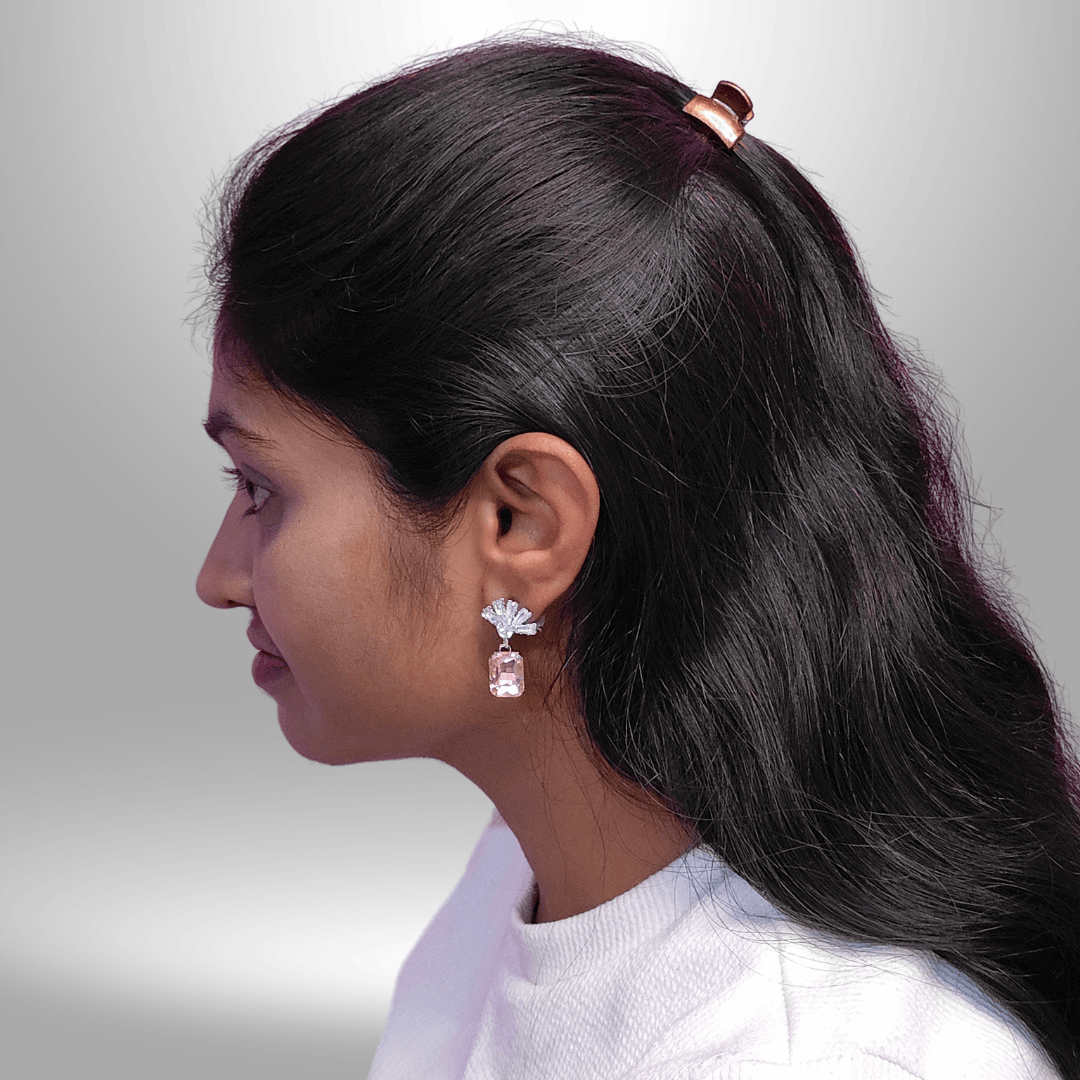 Light Pink Earrings glass studs - Women partywear earrings | Alankara