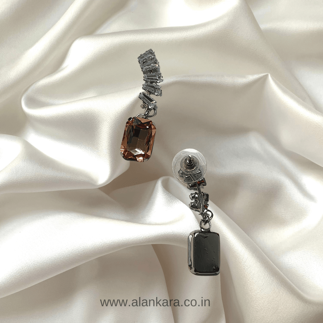 Peach colour glass stud Earrings