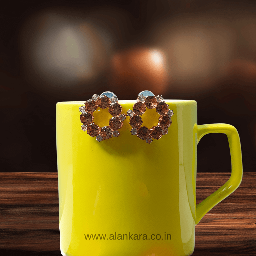 Peach crystal studs - Stylish western earrings | Alankara