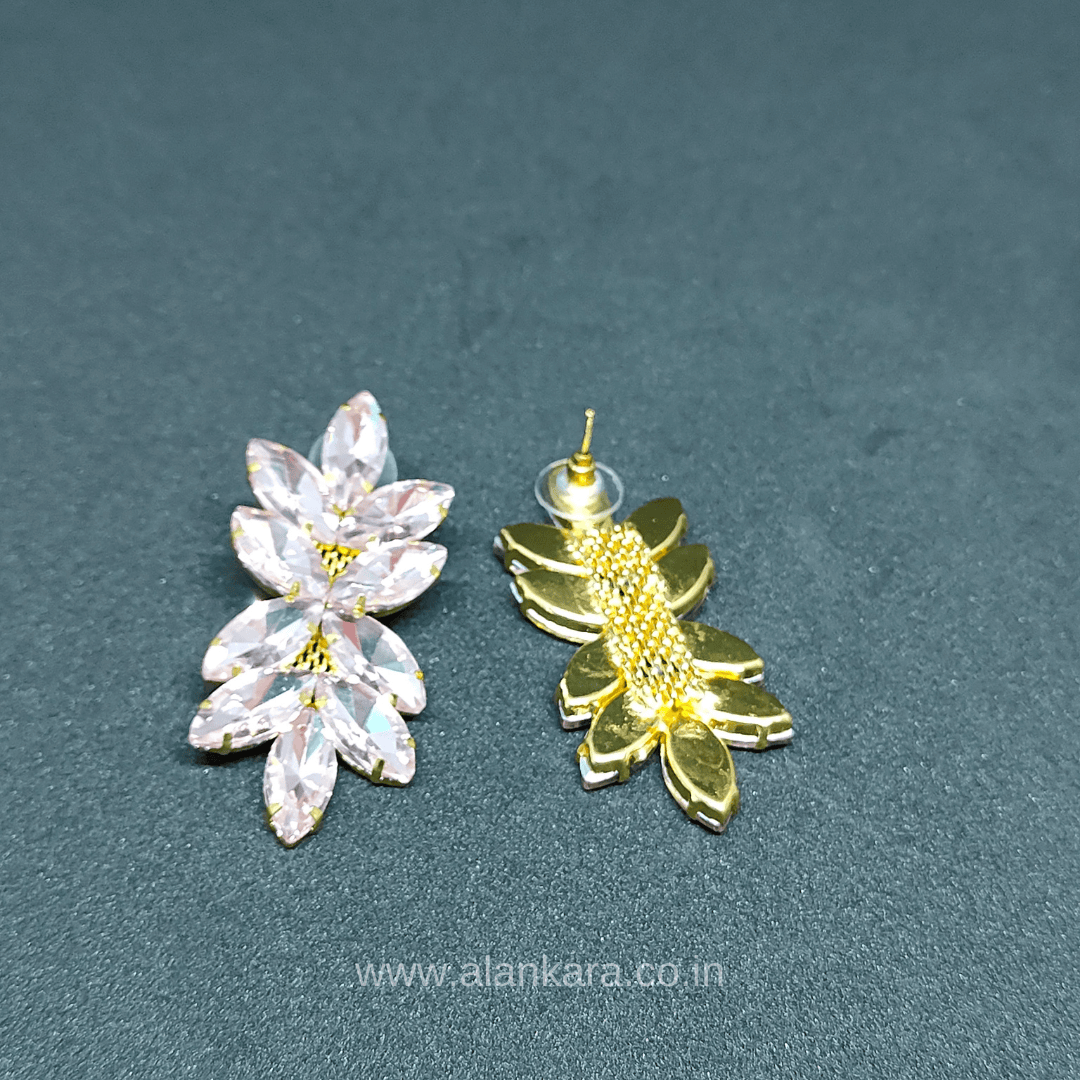 Pink Flower jhumka dangler Earrings