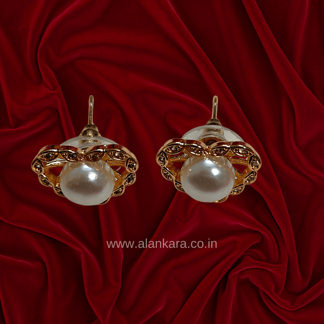 Pearl heart studs - stylish western earrings | Alankara