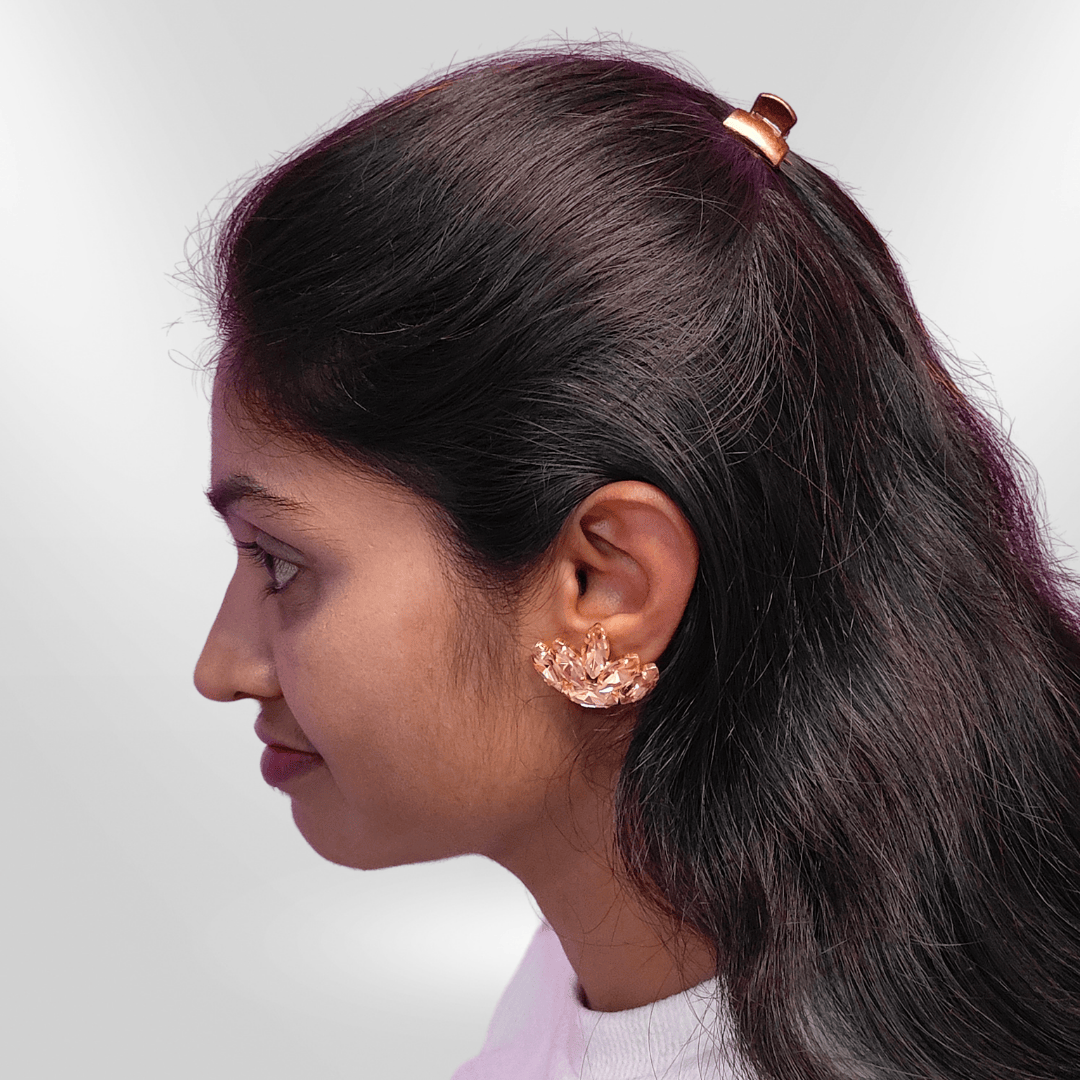 Peach color Earrings Partywear - Glass studs | ALANKARA