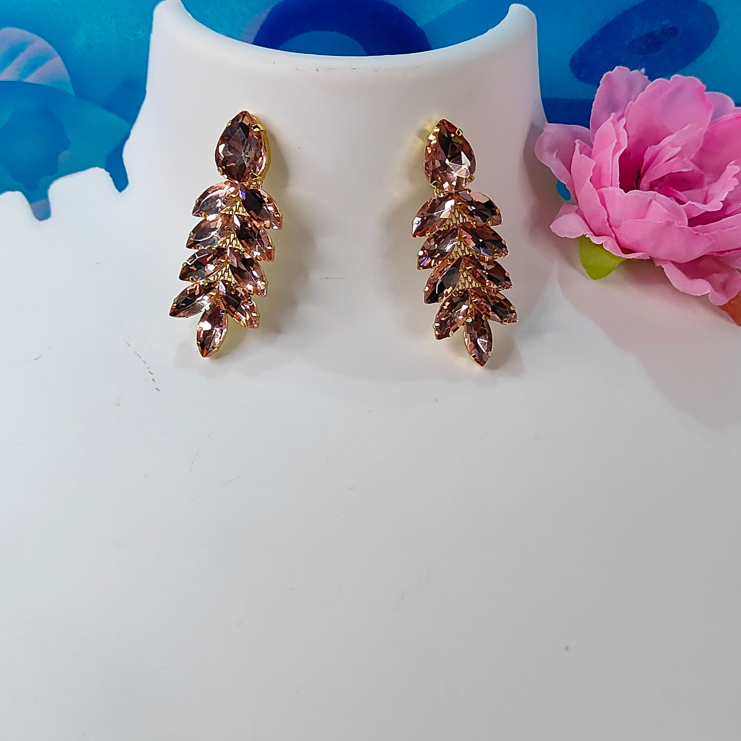 Peach petals stone dangler Earrings