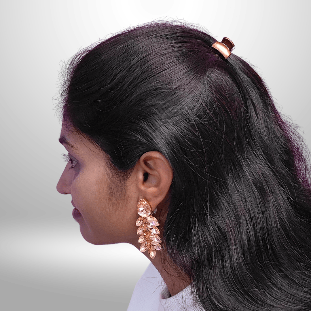 Peach petals stone danglers - partywear earrings Korean | Alankara