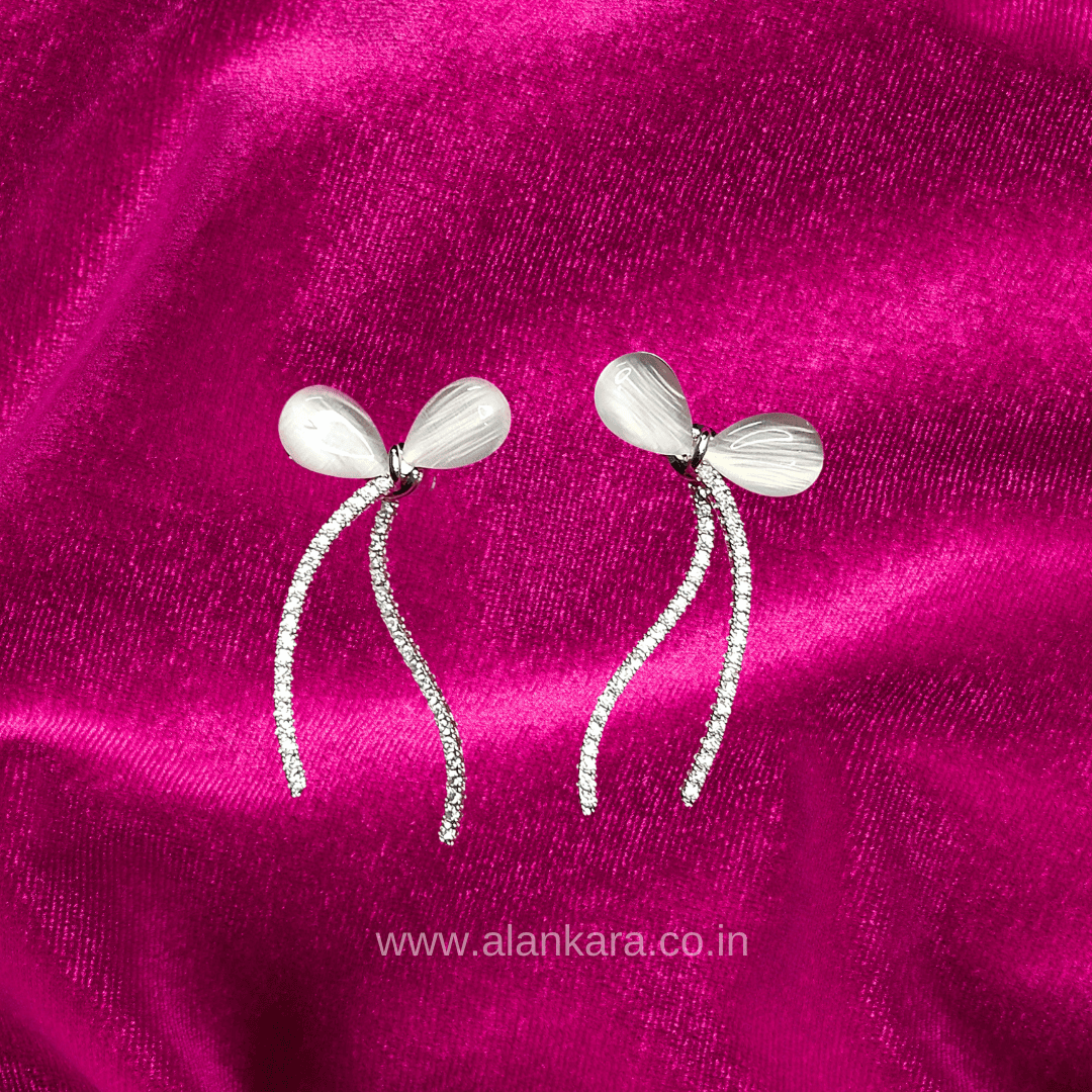 Rosegold flower bow studs - Korean earrings for women | ALANKARA