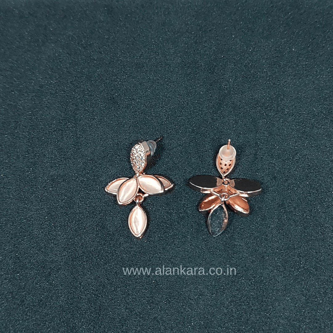 Rosegold lotus Petals cz stud earrings