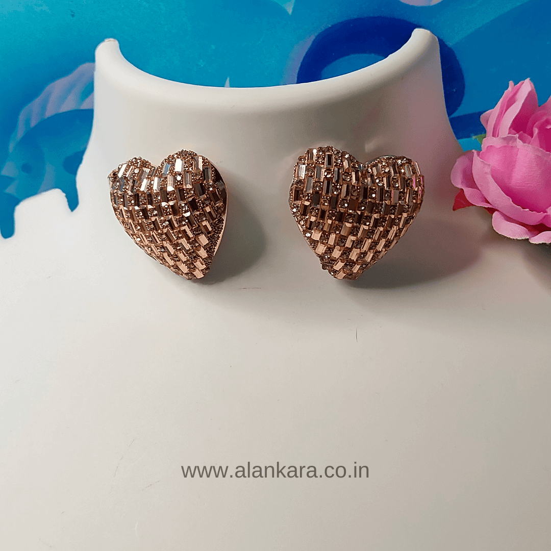 Rosegold heart sparkle stud Earrings