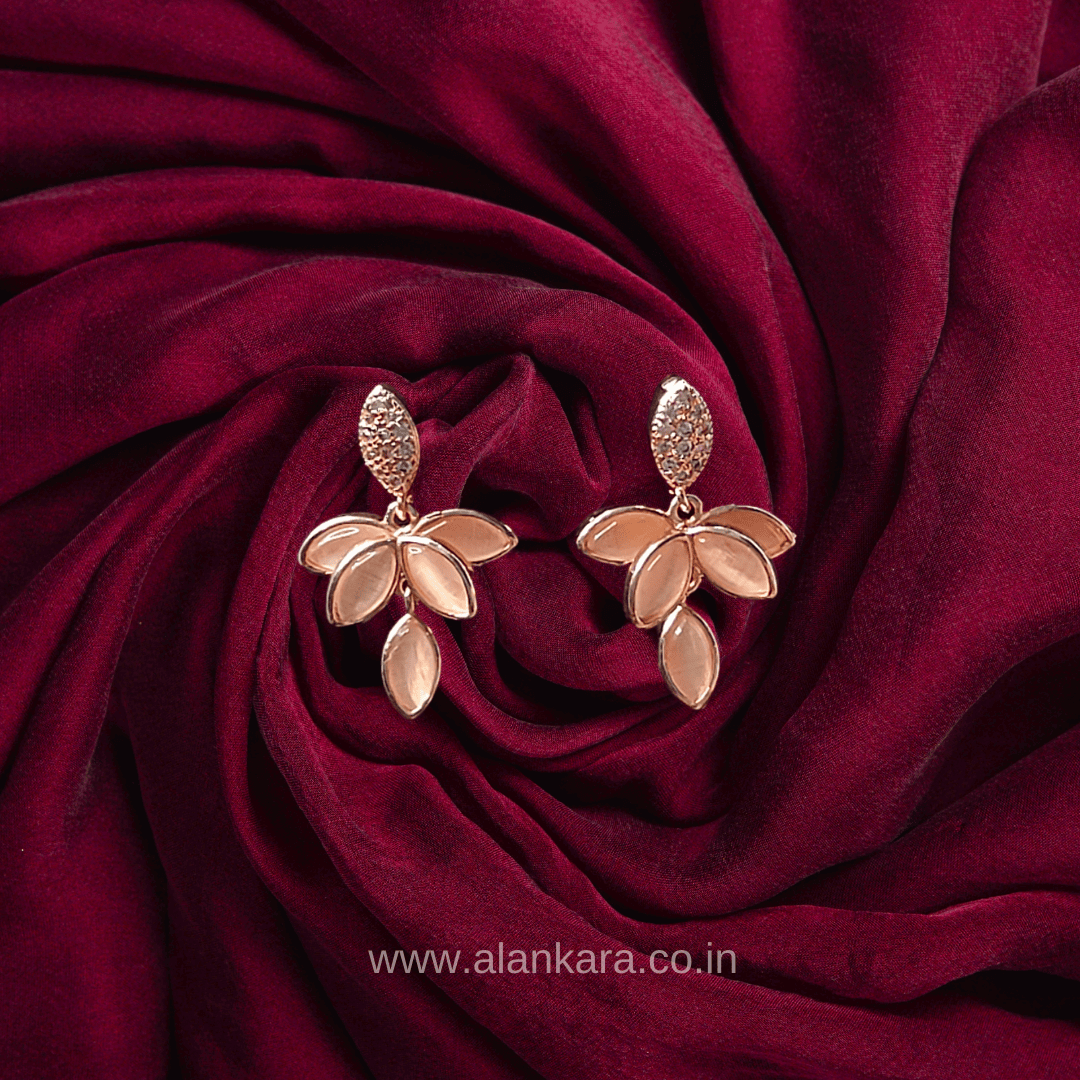 Rosegold lotus Petals studs - Earrings for jeans top, kurti & gown | Alankara