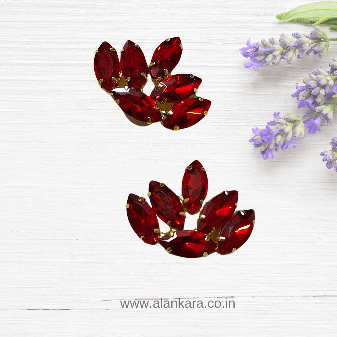 Women's Red stone Earrings - Glass studs | Alankara