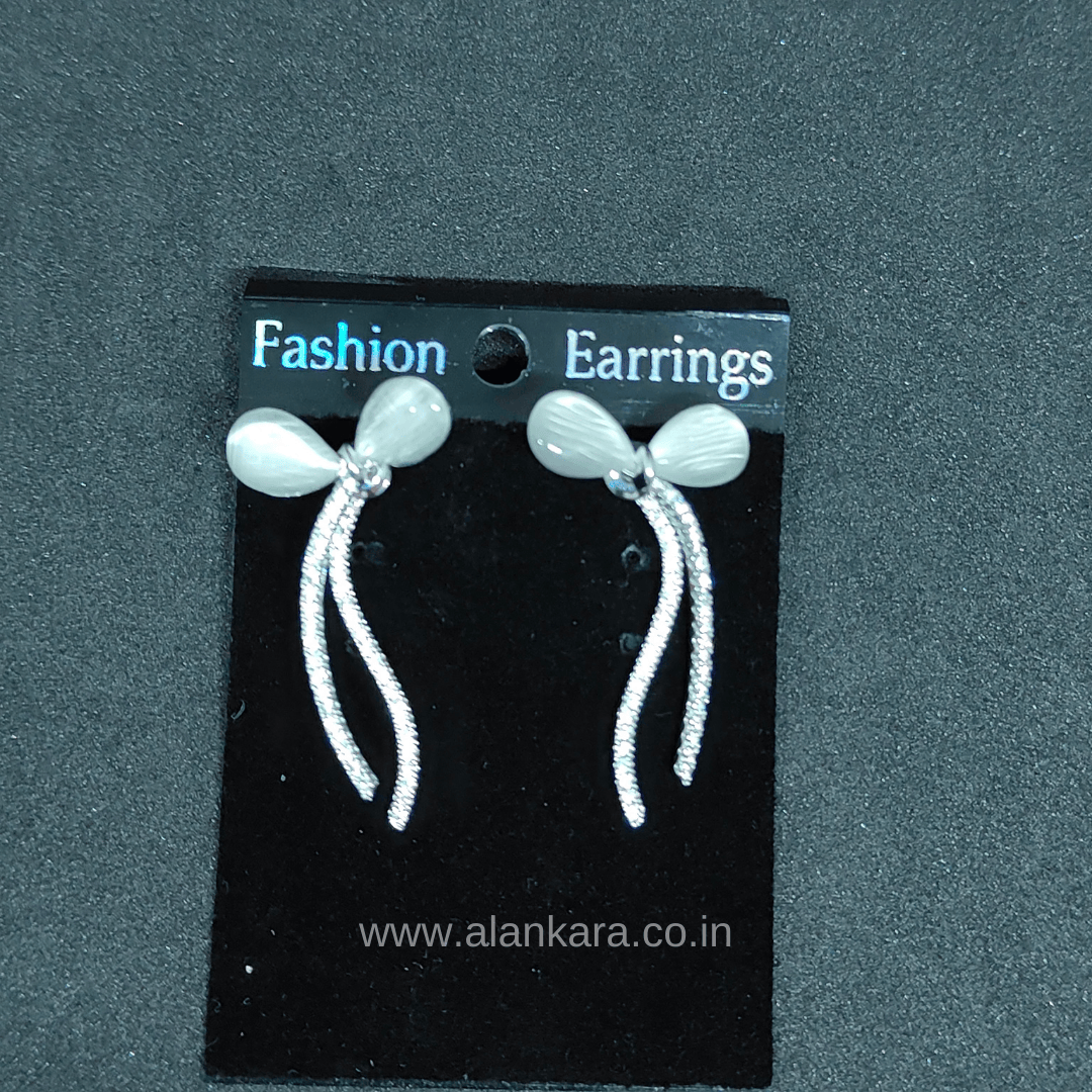 Silver flower bow studs - Women's western earrings