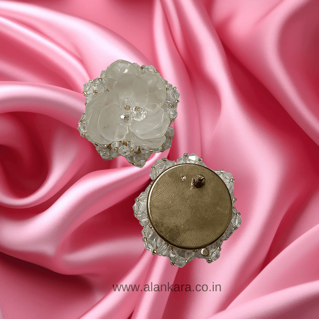 White ceramic flower stud Earrings