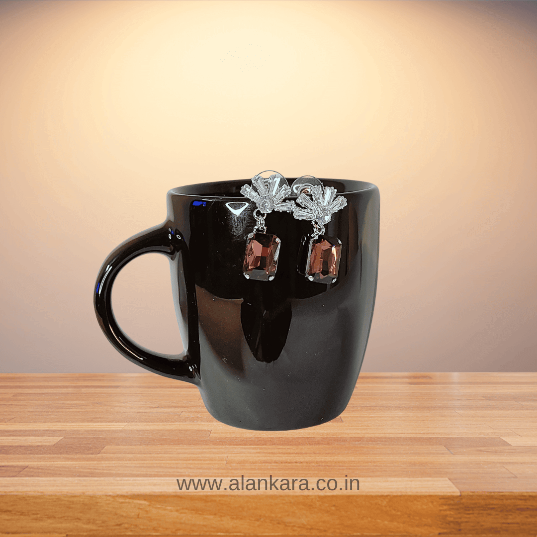 Wine crown glass studs - Women Korean Earrings | Alankara