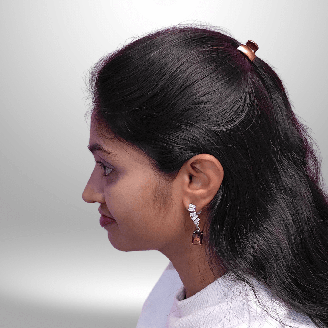 Wine curve glass studs - Maroon Earrings Partywear | Alankara