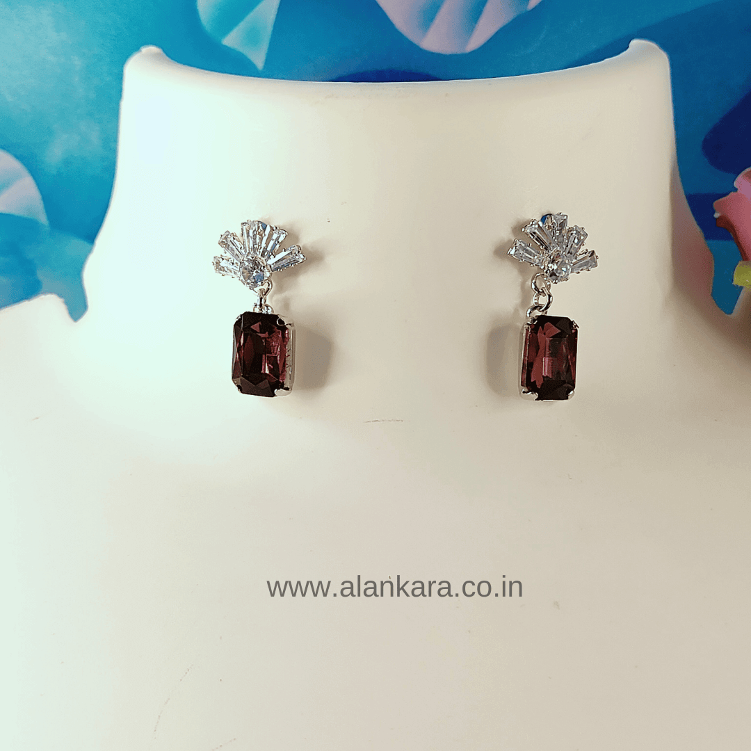 Wine crown glass Studs - Maroon Earrings