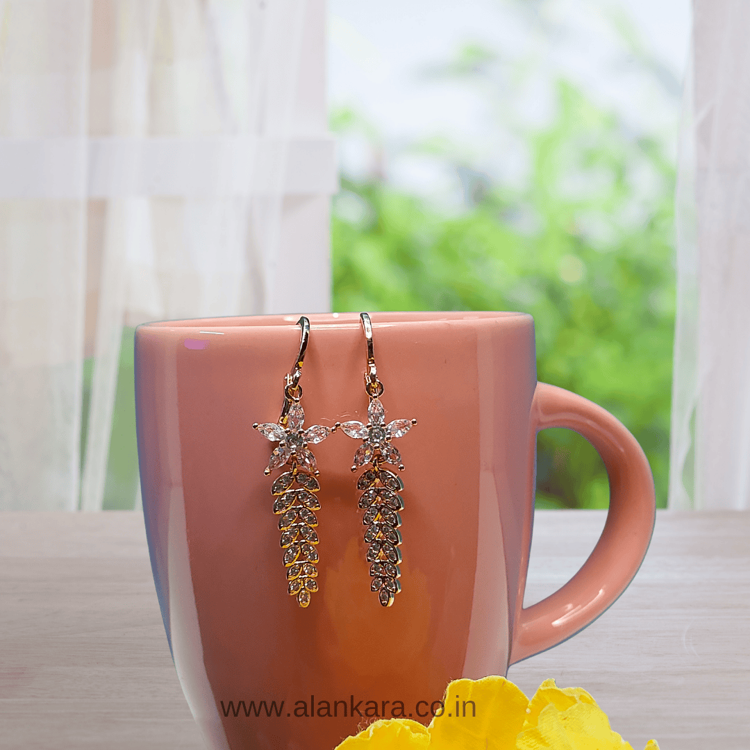 White floral grapes danglers - Earrings for sarees, kurti & western wear | Alankara