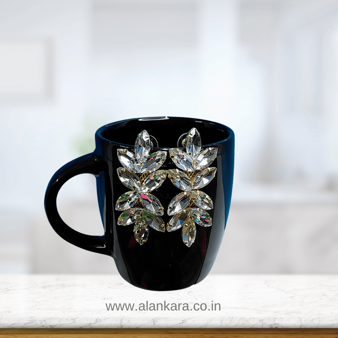 White Earrings korean stone - Women partywear Earrings | Alankara